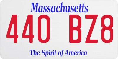 MA license plate 440BZ8