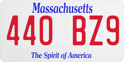 MA license plate 440BZ9