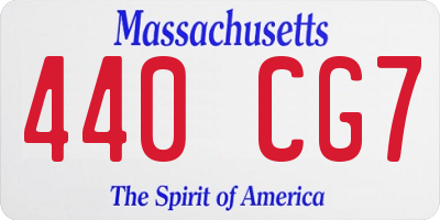 MA license plate 440CG7