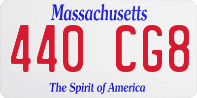 MA license plate 440CG8