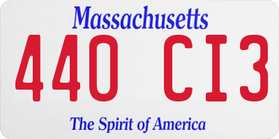 MA license plate 440CI3