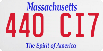 MA license plate 440CI7