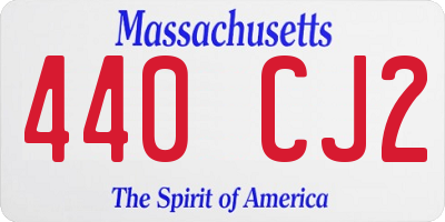 MA license plate 440CJ2