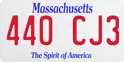 MA license plate 440CJ3