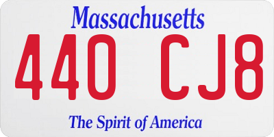 MA license plate 440CJ8