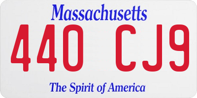 MA license plate 440CJ9