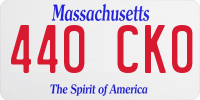 MA license plate 440CK0