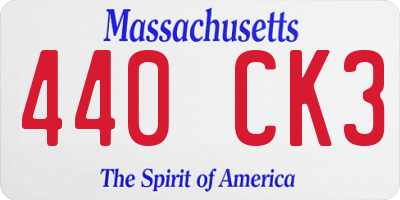 MA license plate 440CK3