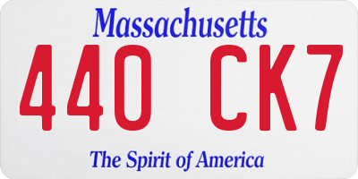 MA license plate 440CK7