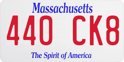 MA license plate 440CK8