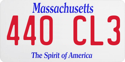 MA license plate 440CL3