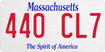 MA license plate 440CL7