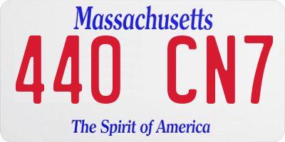MA license plate 440CN7