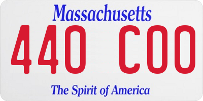 MA license plate 440CO0