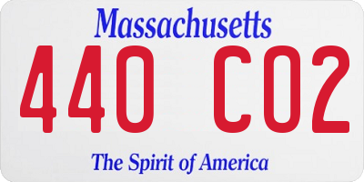 MA license plate 440CO2