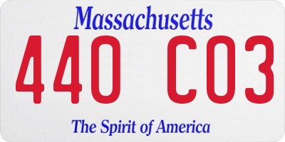 MA license plate 440CO3