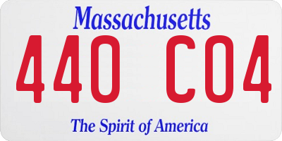 MA license plate 440CO4