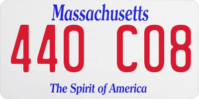 MA license plate 440CO8