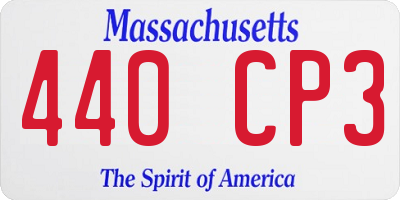 MA license plate 440CP3