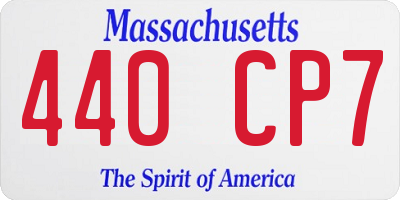 MA license plate 440CP7