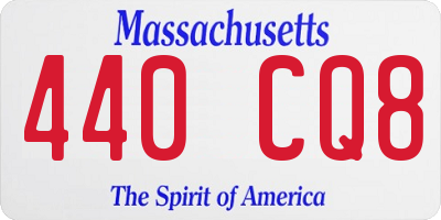 MA license plate 440CQ8