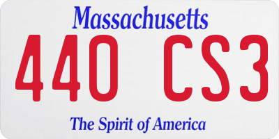 MA license plate 440CS3