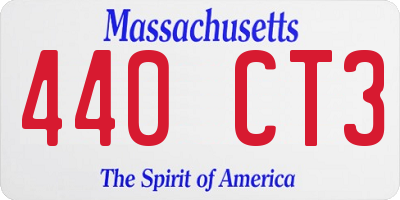 MA license plate 440CT3