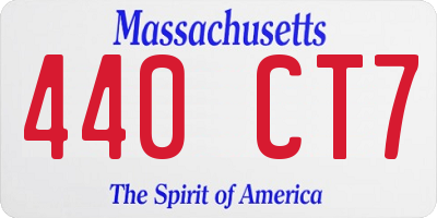 MA license plate 440CT7