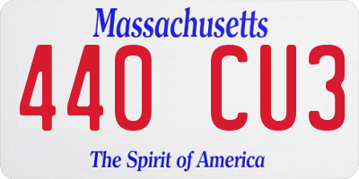 MA license plate 440CU3