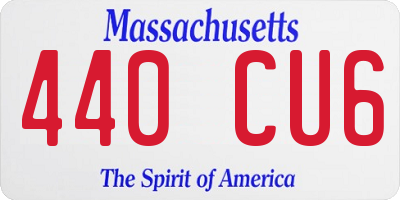 MA license plate 440CU6