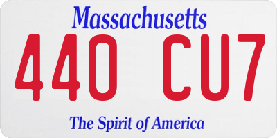 MA license plate 440CU7