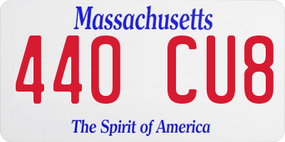 MA license plate 440CU8