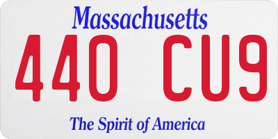 MA license plate 440CU9