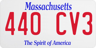MA license plate 440CV3