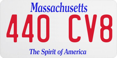 MA license plate 440CV8