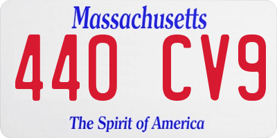 MA license plate 440CV9