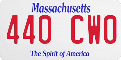 MA license plate 440CW0