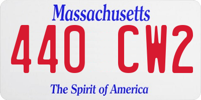 MA license plate 440CW2