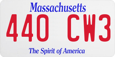 MA license plate 440CW3