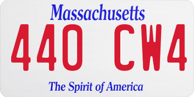 MA license plate 440CW4