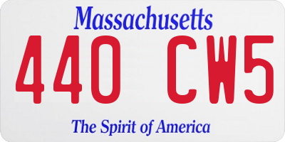MA license plate 440CW5