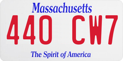 MA license plate 440CW7