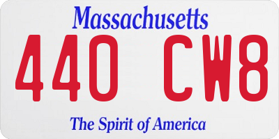 MA license plate 440CW8
