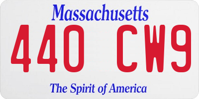 MA license plate 440CW9