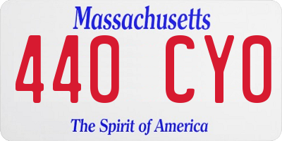 MA license plate 440CY0