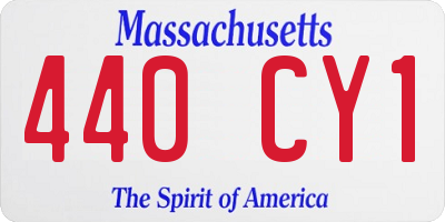 MA license plate 440CY1