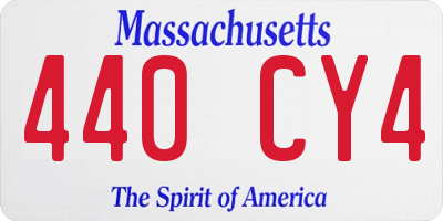 MA license plate 440CY4