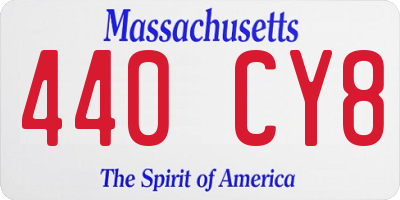 MA license plate 440CY8