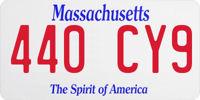 MA license plate 440CY9