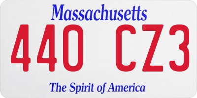 MA license plate 440CZ3